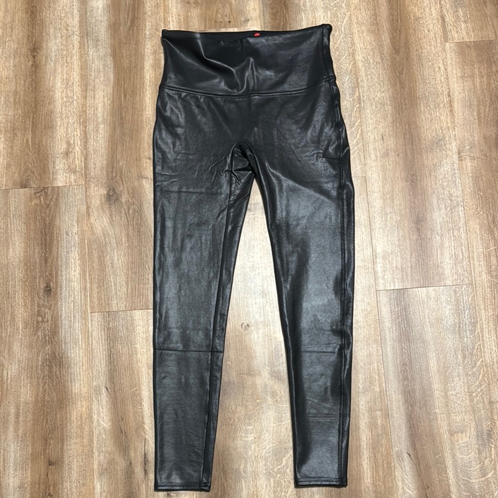 SPANX Black High Waist Faux Leggings